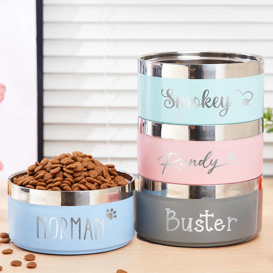 Custom Stainless Steel Dog Cat Bowl Double Vacuum Feeding Pet Bowl Large Capacity Dog Food Water Bowl Dog Accessories Puppy