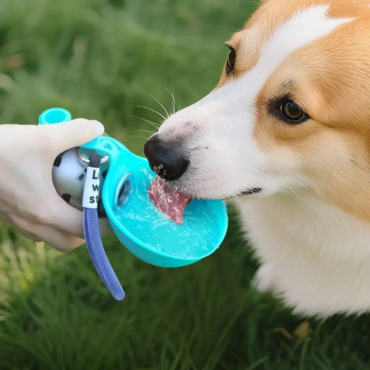Portable 285ml Dog Drinking Bottle with Silicone Bowl – Stainless Steel Leak-Proof Water Bottle for Cats Dogs Travel Walks Hikes