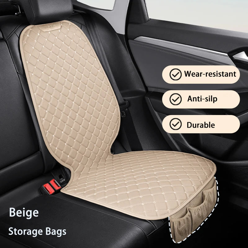 Car Seat Safety Protector Leather Pad for Kids Baby Pets Universal Rear Seat Cushion Child Protective Mat With Storage Net Cover