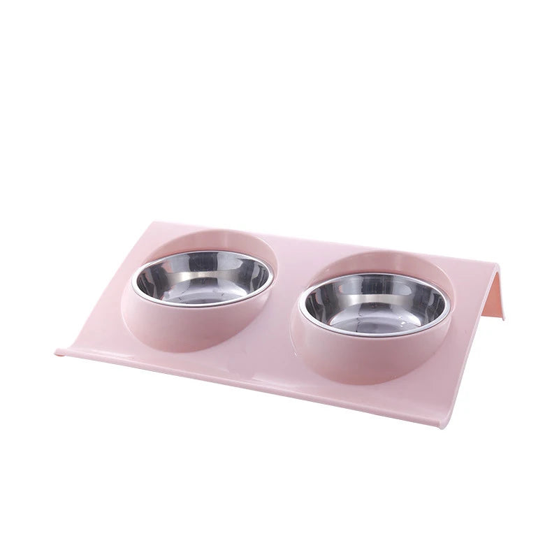 Double Bowls Pet dog cat Feeding Station Stainless Steel Water Food Bowls Feeder Solution for Dogs Cats supplies