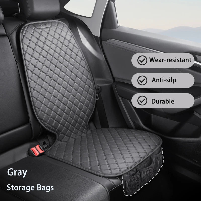 Car Seat Safety Protector Leather Pad for Kids Baby Pets Universal Rear Seat Cushion Child Protective Mat With Storage Net Cover