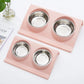 Double Bowls Pet dog cat Feeding Station Stainless Steel Water Food Bowls Feeder Solution for Dogs Cats supplies