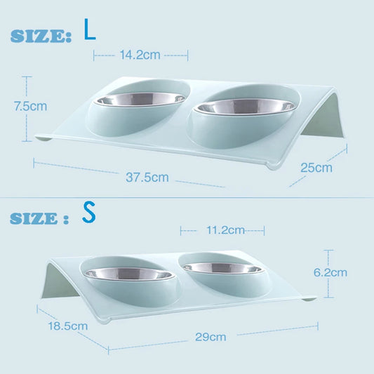 Double Bowls Pet dog cat Feeding Station Stainless Steel Water Food Bowls Feeder Solution for Dogs Cats supplies