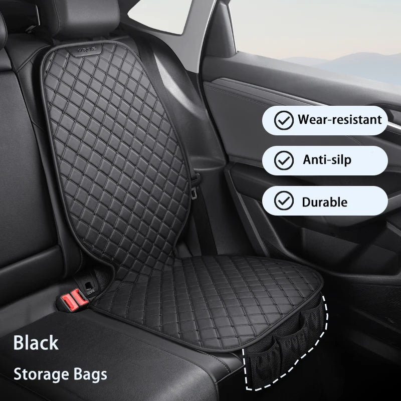 Car Seat Safety Protector Leather Pad for Kids Baby Pets Universal Rear Seat Cushion Child Protective Mat With Storage Net Cover