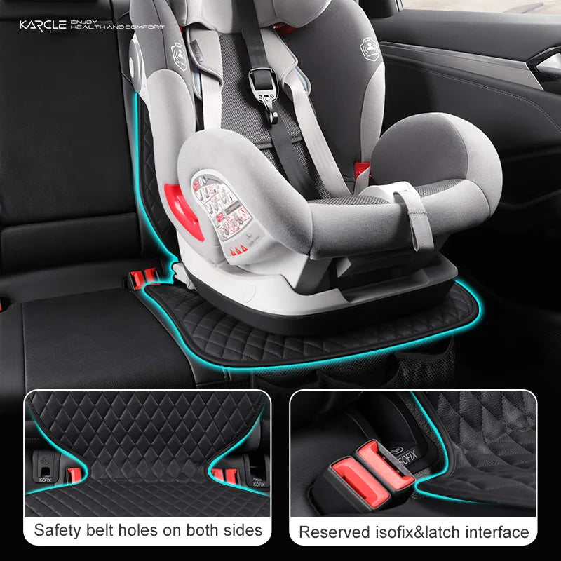 Car Seat Safety Protector Leather Pad for Kids Baby Pets Universal Rear Seat Cushion Child Protective Mat With Storage Net Cover